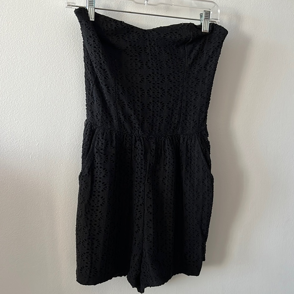 Forever 21 Black Sleeveless Crochet Romper